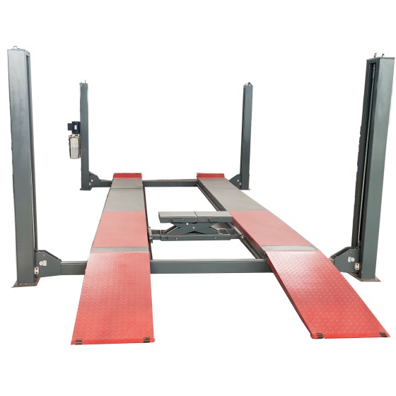 Four Post Car Lift with Rolling Jacks for Wheel Alignment
